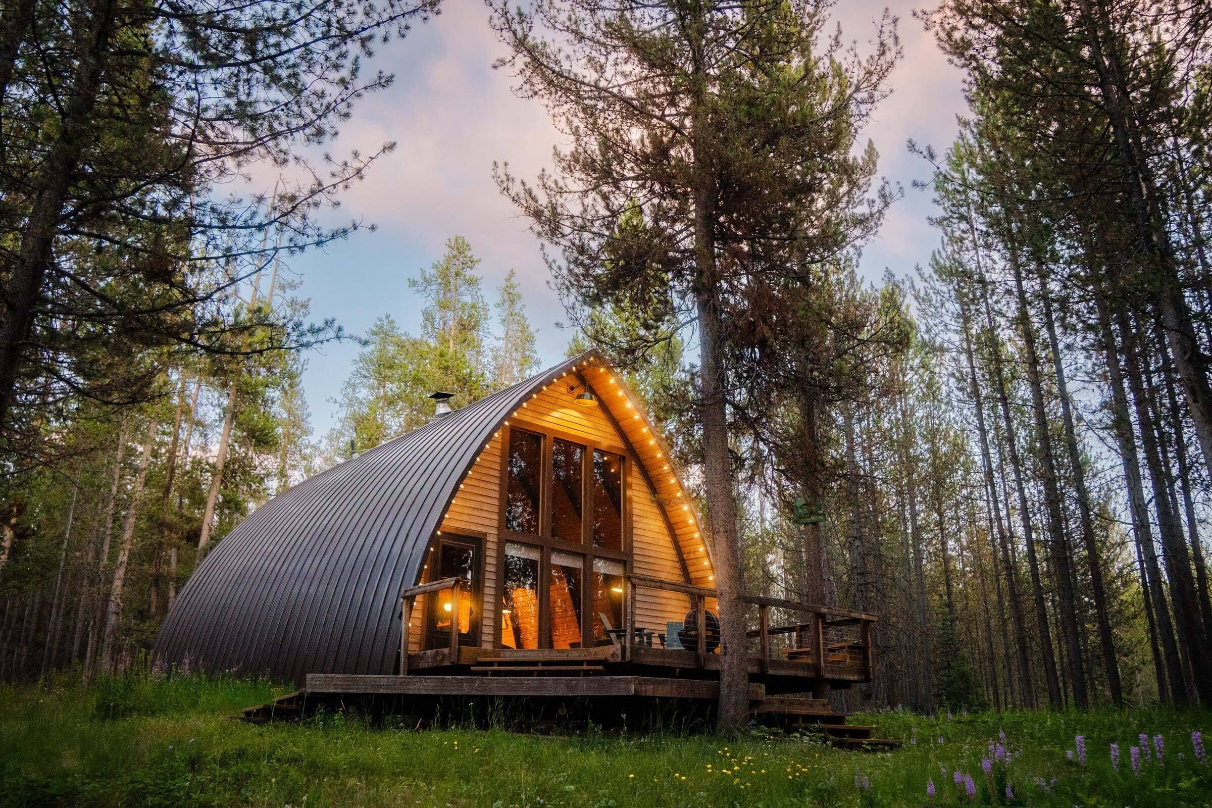 The 800 sq ft Buttercup a-frame is the perfect "cabin in the woods" offering a quiet and private retreat.