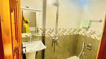 Shower, bidet, towels, soap