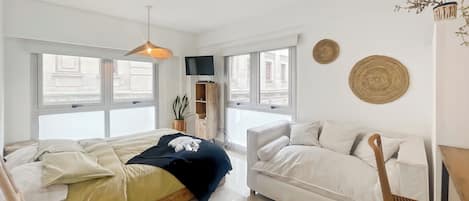 1 habitación, decoración personalizada, muebles diferentes y escritorio