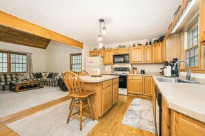 Private kitchen - Peaceful Cabin Retreat | Lake Access + Hot Tub (Swanton)