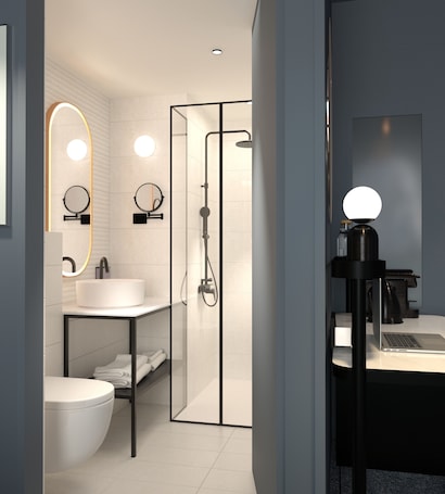 Shower, free toiletries, hair dryer, towels. TRIBE Krakow Old Town