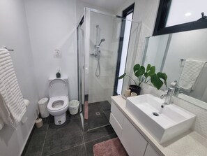 Haartrockner, Handtücher, Seife, Shampoo