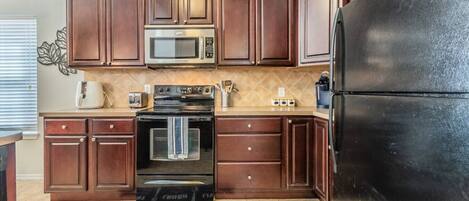 Fridge, microwave, oven, dishwasher