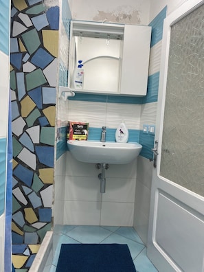 Douche, séchoir à cheveux, bidet, serviettes fournies