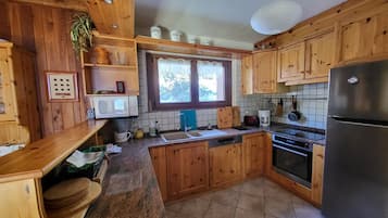 Fridge, microwave, oven, coffee/tea maker