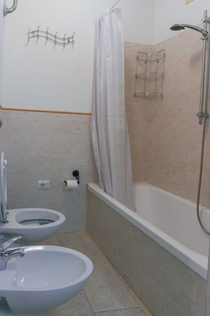 Sèche-cheveux, bidet, serviettes fournies, savon