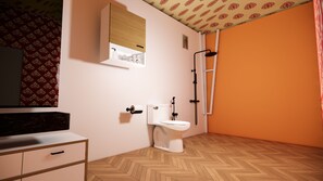 Luxe tent, 1 slaapkamer | Badkamer | Een douche, gratis toiletartikelen, een haardroger, handdoeken