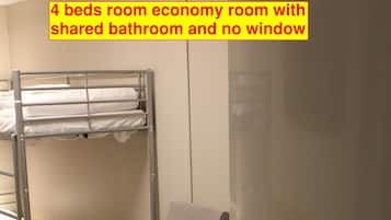 Economy Quadruple Room (shared bathroom, no windows) | Chambres insonorisées, Wi-Fi gratuit