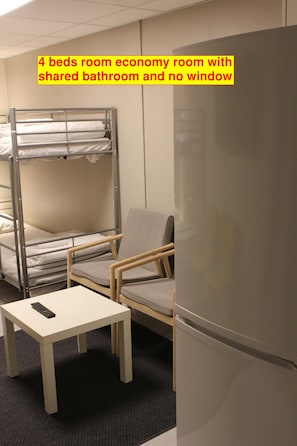 Economy Quadruple Room (shared bathroom, no windows)