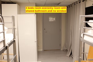 Economy Quadruple Room (shared bathroom, no windows)