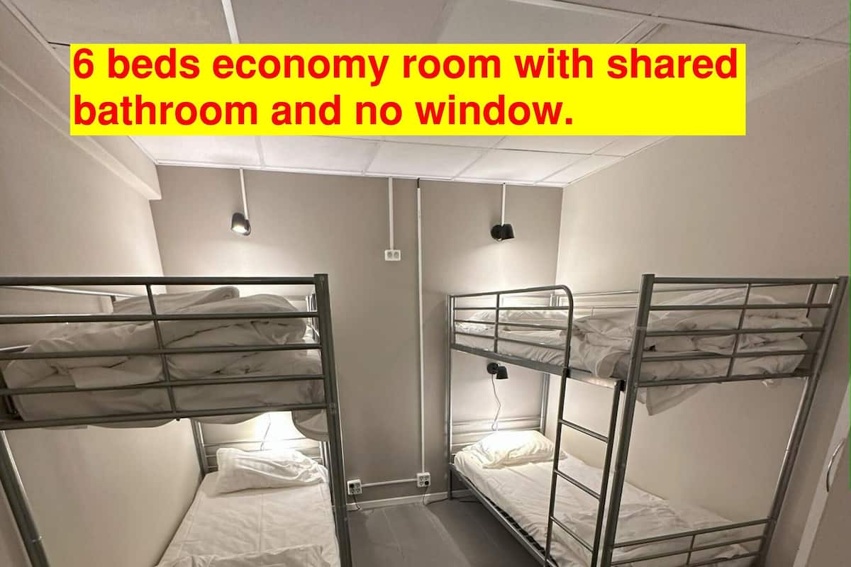 6-Bed Economy Room (shared bathroom, no windows)