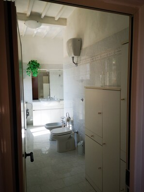 Dusche, Haartrockner, Bidet, Handtücher