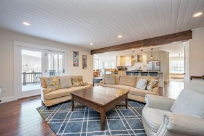 TV, fireplace - New! Elegant Lakefront Retreat w/ Dock & Hot Tub (McHenry)