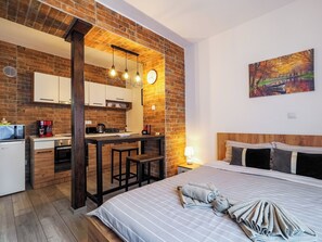 Studio, 1 Queen Bed, Non Smoking, Patio | Blackout drapes, soundproofing, iron/ironing board, free WiFi - Ben Apartments (Sibiu)