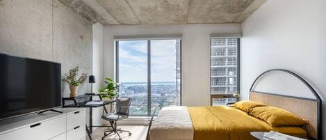 Desk, free WiFi, bed sheets