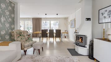 Fernseher, Kamin, DVD-Player