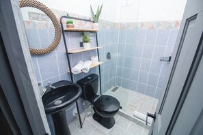 シャワー、石鹸、トイレットペーパー