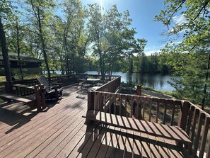Terrace/patio - Cozy A-Frame cabin in Hayward on Chippewa Flowage, sleeps 6, RV electrical (Hayward)