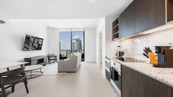 Luxury Apartment, 1 Bedroom, City View | Private kitchen | Fridge, microwave, espresso maker, toaster
