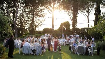 Outdoor banquet area
