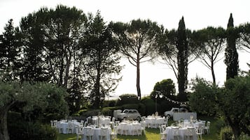Outdoor banquet area