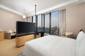 Habitación Deluxe, 1 cama de matrimonio grande | Zona de estar | Una televisión LCD