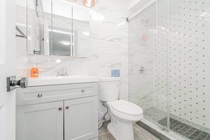 Séchoir à cheveux, serviettes fournies, savon, shampooing