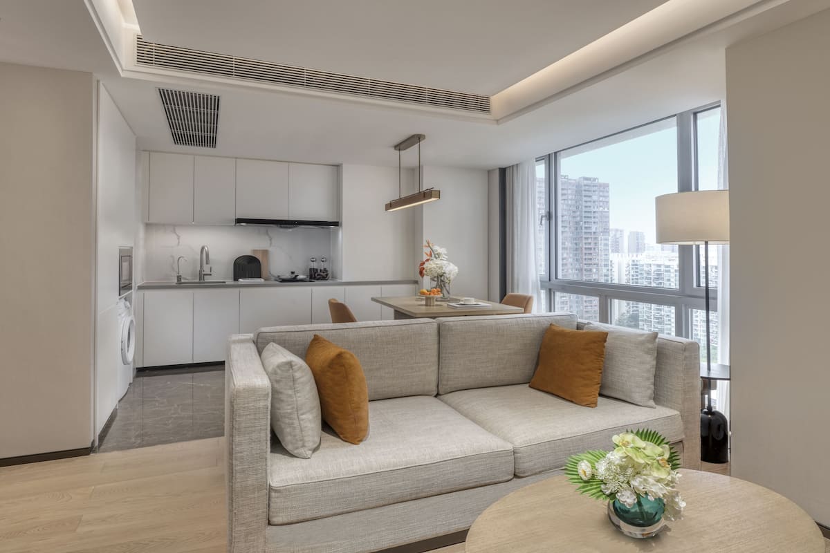 Deluxe Suite, 1 Bedroom | Private kitchenette | Full-size fridge, microwave, rice cooker, cookware/dishes/utensils