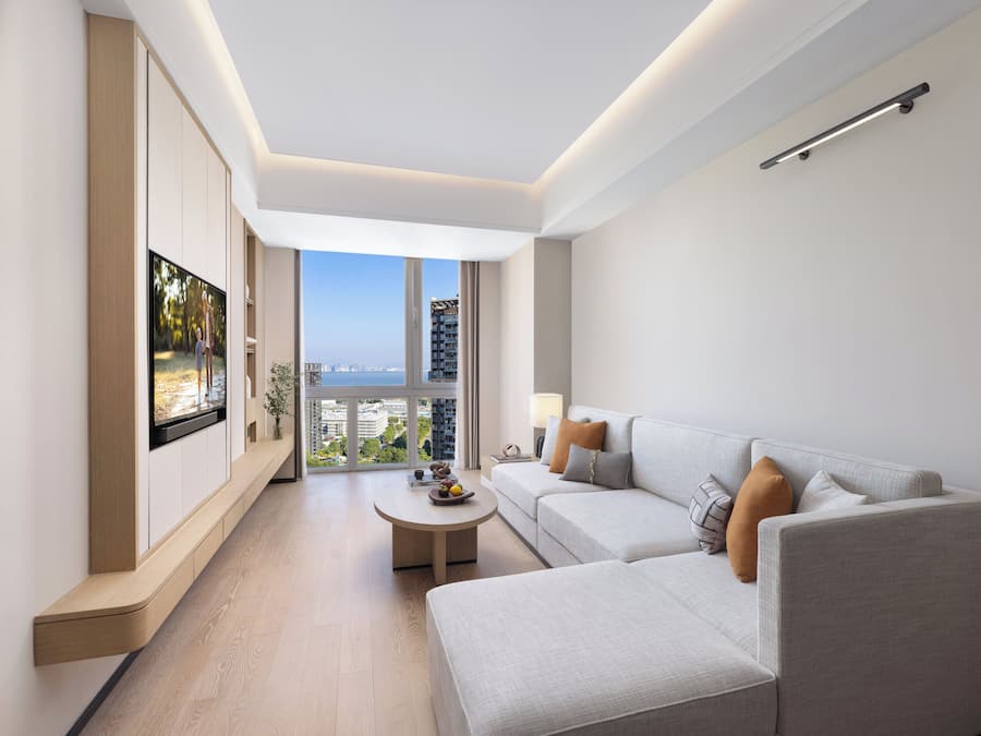 Deluxe Apartment, 2 Bedrooms | Living room | 50-inch LCD TV with cable channels