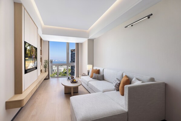 Deluxe Apartment, 2 Bedrooms | Living room | 50-inch LCD TV with cable channels - Somerset Wanxia Shenzhen (Shenzhen)