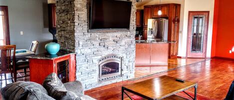 Smart TV, fireplace, foosball, table tennis