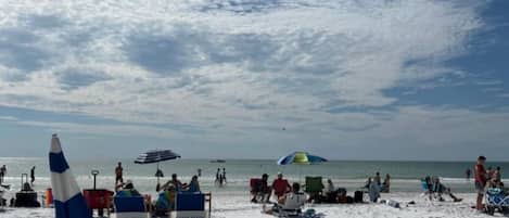 Sun-loungers, beach towels