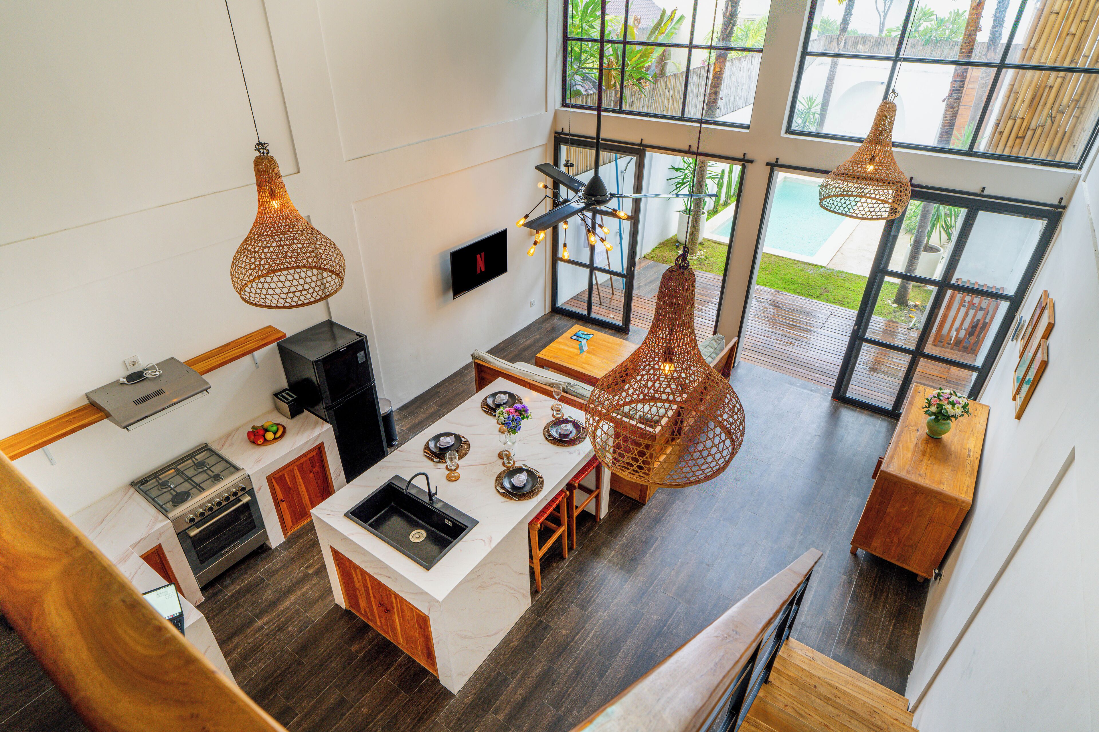 Villa, 2 Bedrooms, Pool View | Private kitchen | Microwave, stovetop, cookware/dishes/utensils