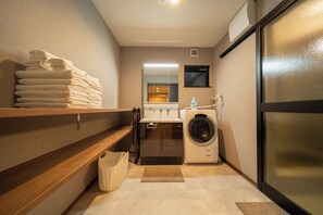 Hair dryer, towels