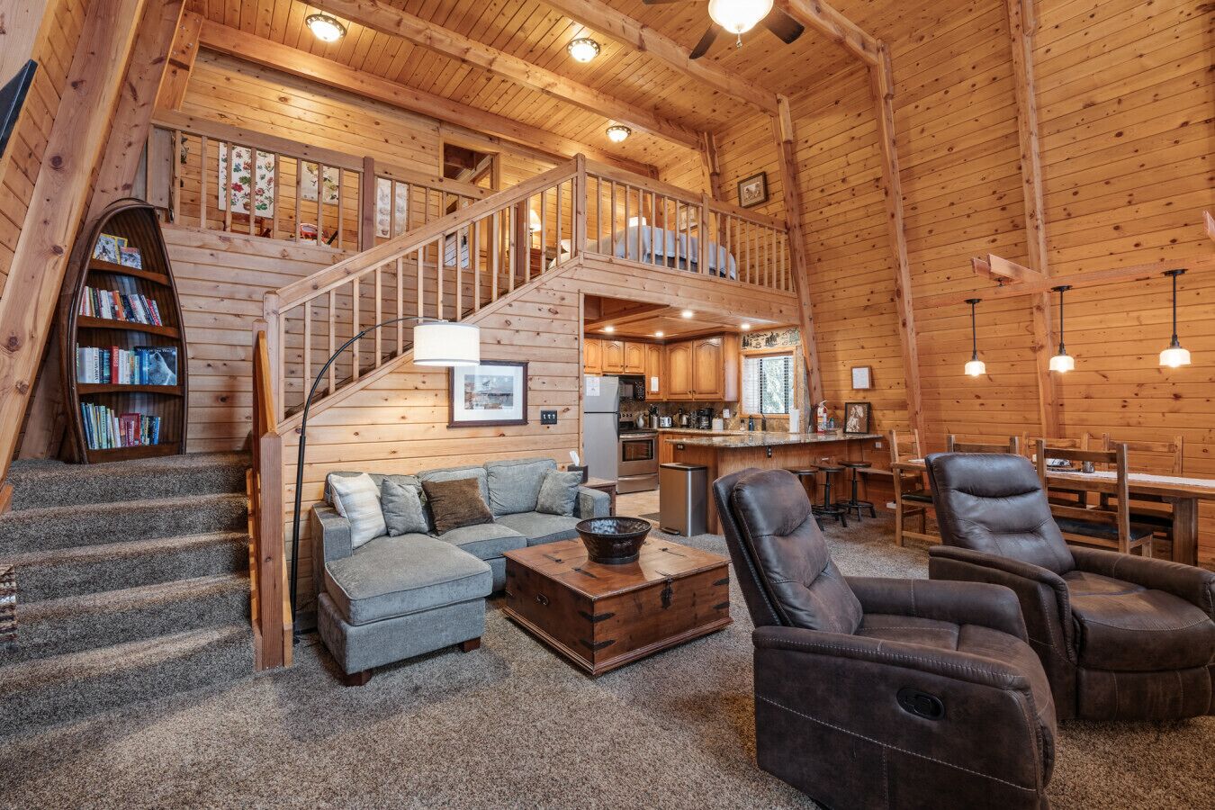 Smart TV, fireplace, table football, books