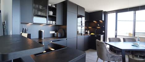 Classic Apartment, 3 Bedrooms | Private kitchen | Fridge, microwave, oven, dishwasher