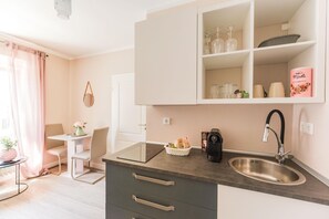 Classic Apartment, 1 Bedroom | Private kitchen | Fridge, microwave, coffee/tea maker, electric kettle - Modern Apartment With Terrace (Bad Camberg)