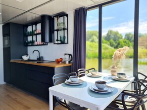 Fridge, microwave, dishwasher, electric kettle