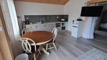 Fridge, microwave, oven, electric kettle