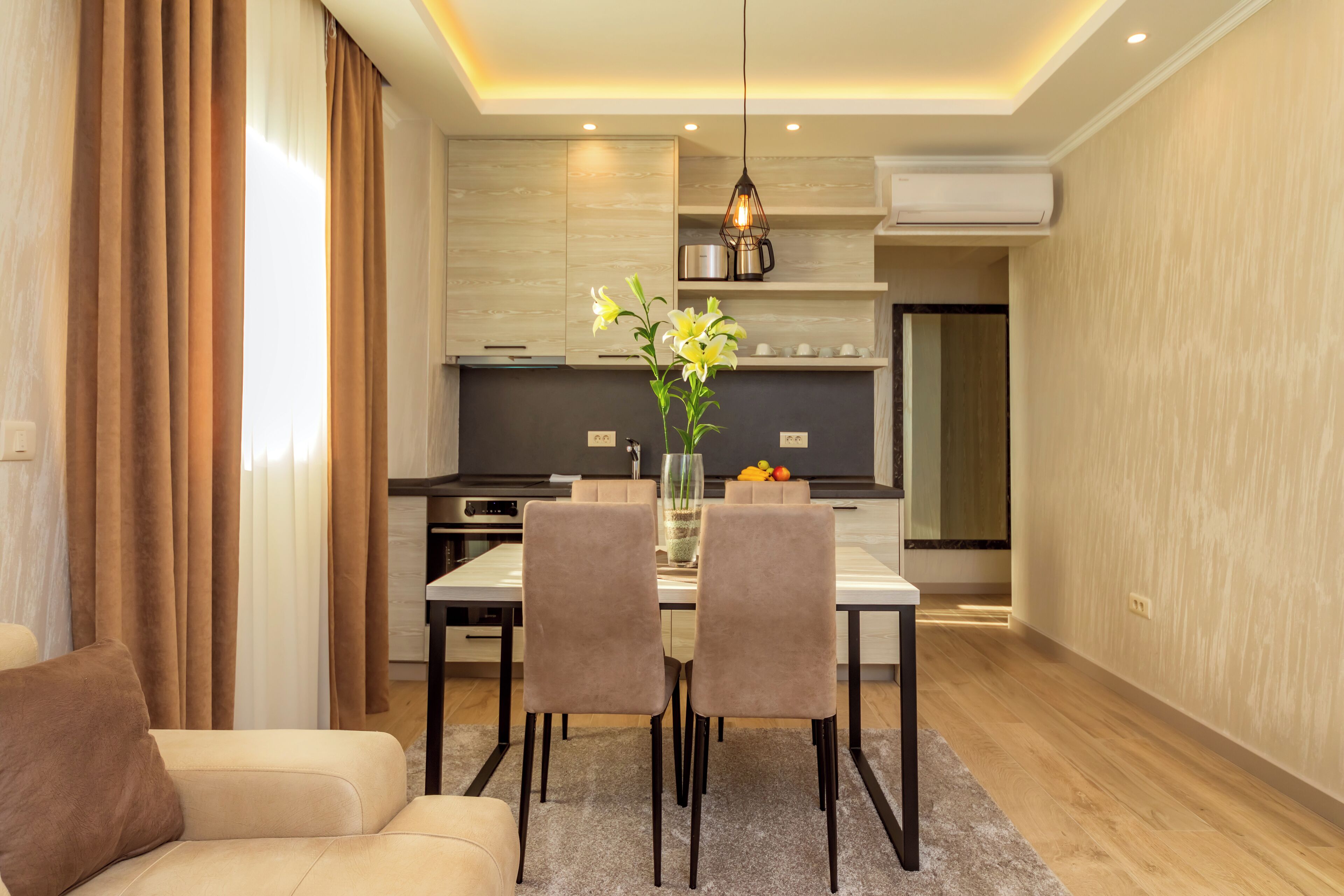 Family Apartment, Balcony, Pool View | In-room dining