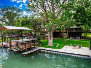 Terrace/patio - Full Lake! Waterfront Escape with Scenic Views! (Seguin)