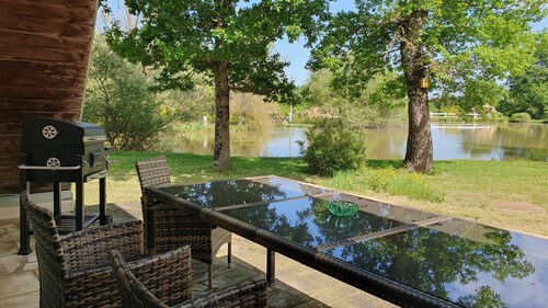 Rural 2 bedroom fully equiped Chalet, 1 of 2, by lake near Chaillac sleeps max 6