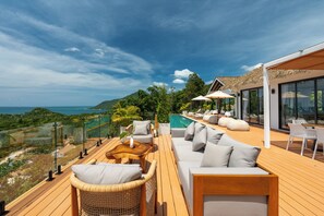 Villa de lujo, 4 habitaciones, alberca privada, vista al océano | Terraza o patio