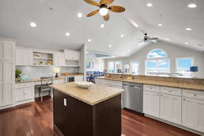 Fridge, microwave, oven, stovetop - 6BR Oceanfront Luxury on Tybee’s North Beach—Pvt. Boardwalk by Tybee Cottages (Tybee Island)
