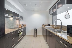 Fridge, microwave, stovetop, toaster