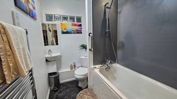 House | Bathroom | Combined shower/tub, deep soaking tub, hair dryer, towels