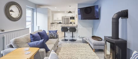 TV, fireplace, offices