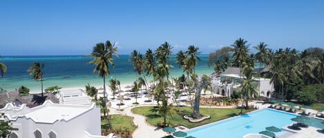 Indoor pool, 3 outdoor pools, open 8:00 AM to 7:00 PM, pool umbrellas