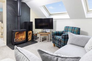 Smart TV y chimenea