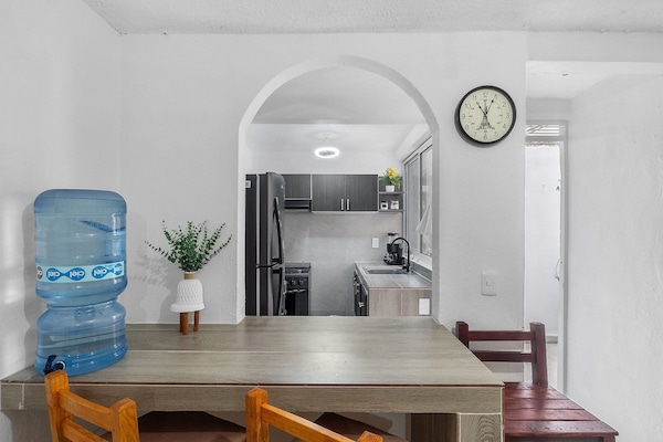 Family Chalet | Private kitchen | Full-size fridge, microwave, oven, cookware/dishes/utensils